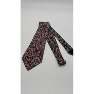Nordstrom Vintage Silk Tie Mens Burgundy Abstract Geometric Hand Sewn Italy 58in
